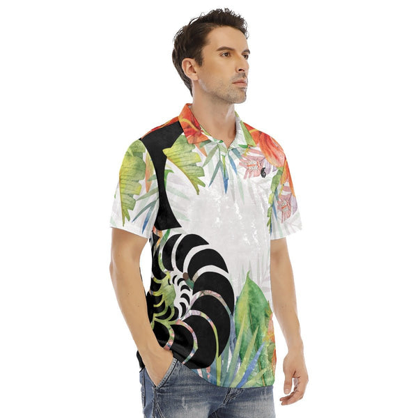Polo Hommes Grandes Tailles Floral Hibiscus - Couleurs Lagon