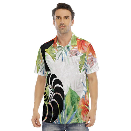 Polo Hommes Grandes Tailles Floral Hibiscus - Couleurs Lagon