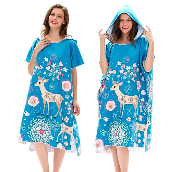 Poncho Peignoir microfibres grande taille - Couleurs Lagon