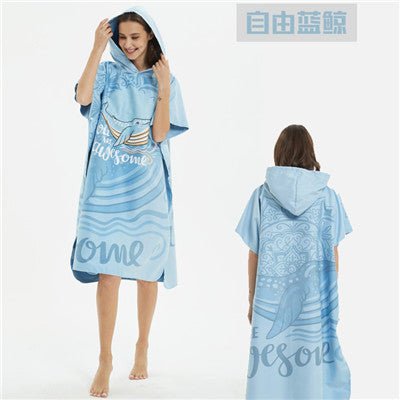 Poncho Peignoir microfibres grande taille - Couleurs Lagon