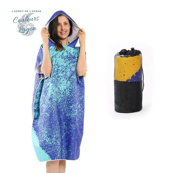 Poncho Peignoir microfibres grande taille BELIEVE IN - Couleurs Lagon