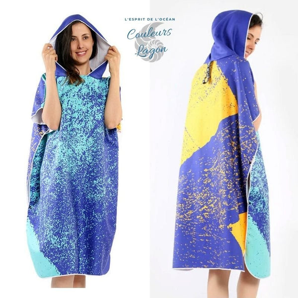 Poncho Peignoir microfibres grande taille BELIEVE IN - Couleurs Lagon