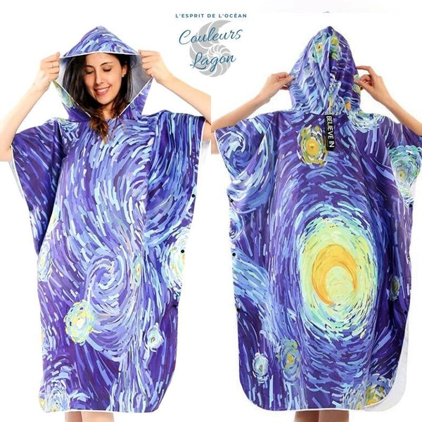 Poncho Peignoir microfibres grande taille BELIEVE IN - Couleurs Lagon
