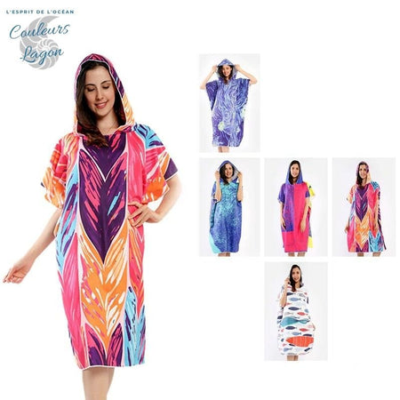 Poncho Peignoir microfibres grande taille BELIEVE IN - Couleurs Lagon
