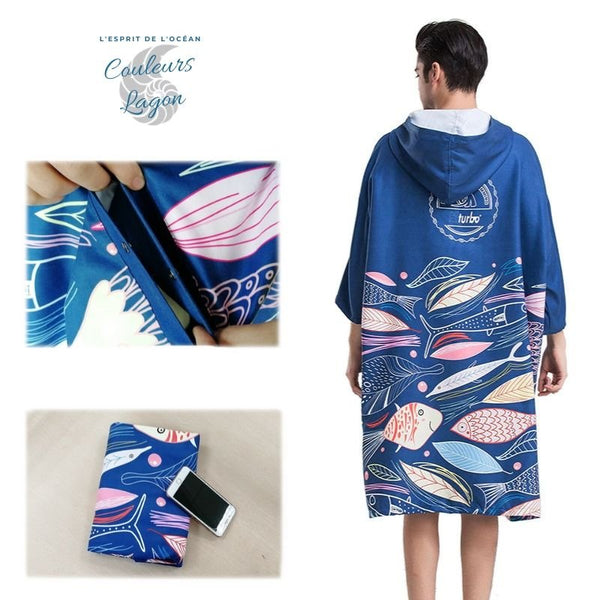 Poncho Peignoir microfibres grande taille FREEDOM ATTITUDE - Couleurs Lagon