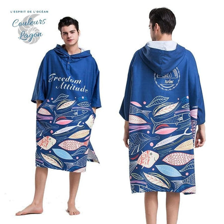 Poncho Peignoir microfibres grande taille FREEDOM ATTITUDE - Couleurs Lagon