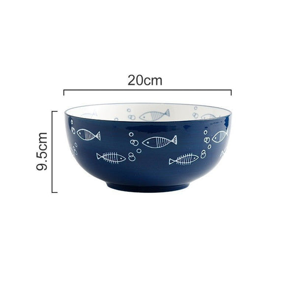 Porcelaine Céramique Haute Qualité Petit POISSON - Couleurs Lagon - bol à riz 9.5x20cm