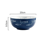 Porcelaine Céramique Haute Qualité Petit POISSON - Couleurs Lagon - bol à riz 9.5x20cm