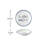 Porcelaine Céramique Haute Qualité Petit POISSON - Couleurs Lagon - assiette à sauce 1.5x8.9cm