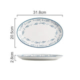 Porcelaine Céramique Haute Qualité Petit POISSON - Couleurs Lagon - grand plat ovale 2.8x20.5x31.8cm