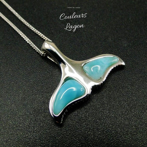 Queue de Baleine s925 Larimar Couleurs Lagon - Couleurs Lagon