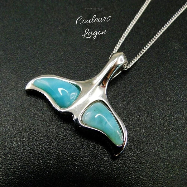 Queue de Baleine s925 Larimar Couleurs Lagon - Couleurs Lagon