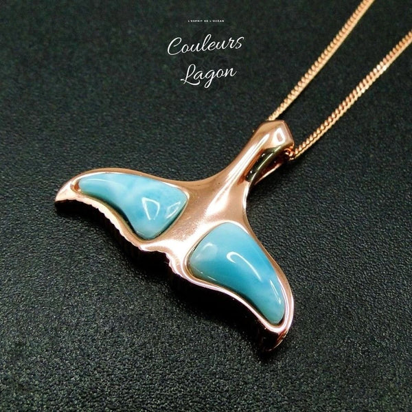 Queue de Baleine s925 Larimar Couleurs Lagon - Couleurs Lagon