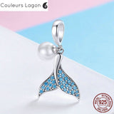 Queue de sirène en argent 925 et Perle - Couleurs Lagon