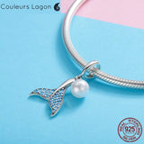 Queue de sirène en argent 925 et Perle - Couleurs Lagon