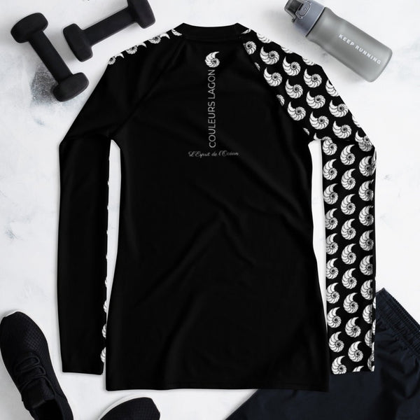 Rashguard femme manches longues noir protection solaire — Couleurs Lagon