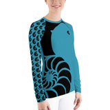 Top surf femme anti-UV UPF50+ bleu coupe ajustée — Couleurs Lagon
