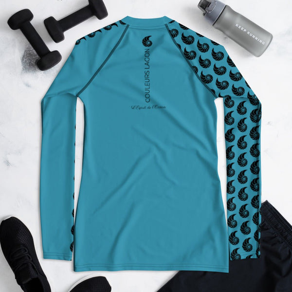 Rashguard femme manches longues bleu protection solaire — Couleurs Lagon
