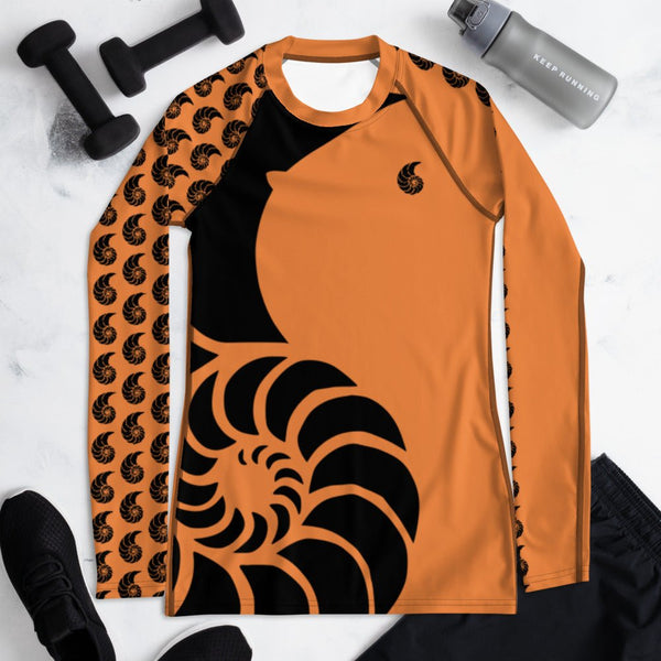 Rashguard femme UPF50+ orange Couleurs Lagon — vue face