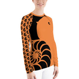 Top surf femme anti-UV UPF50+ orange coupe ajustée — Couleurs Lagon