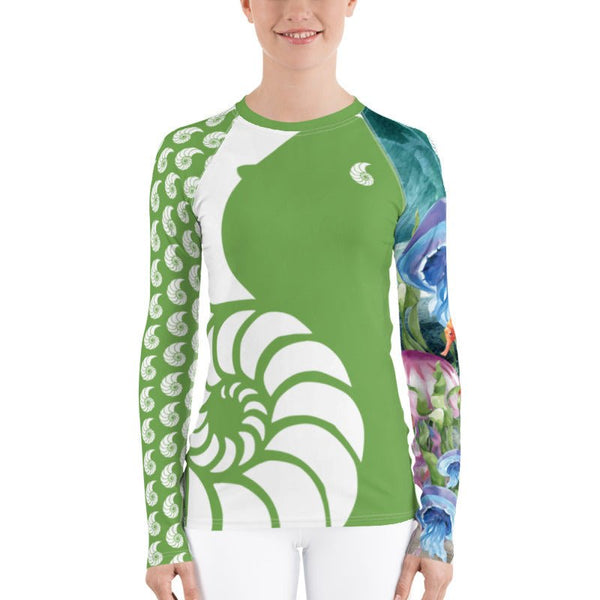 Vêtement anti-UV femme snorkeling paddle — rashguard PM1-GREEN Couleurs Lagon