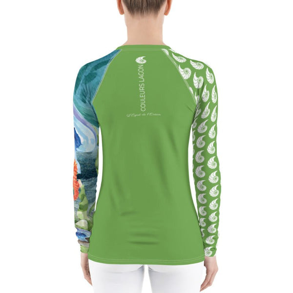 Lycra surf femme UPF50+ manches longues vert PM1-GREEN — Couleurs Lagon