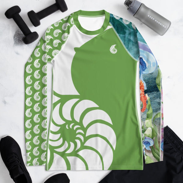 Rashguard femme UPF50+ vert PM1-GREEN Couleurs Lagon — vue face