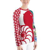 Top surf femme anti-UV UPF50+ rouge PM1-RED coupe ajustée — Couleurs Lagon