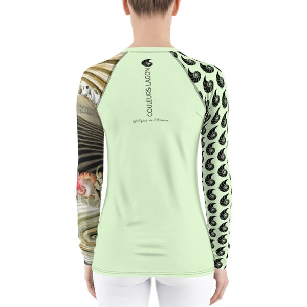 Rashguard kite femme protection UV pistache PM2 — Couleurs Lagon Pacifique