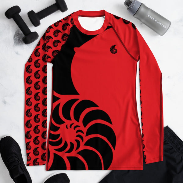 Rashguard femme UPF50+ rouge RED Couleurs Lagon — vue face