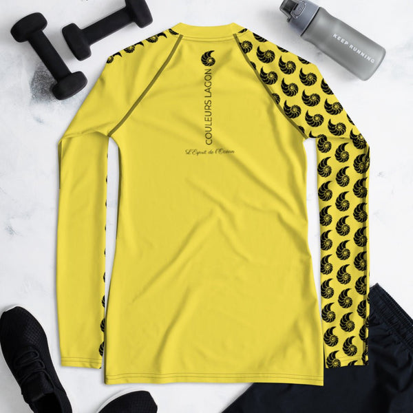 Rashguard femme manches longues protection solaire surf jaune — Couleurs Lagon