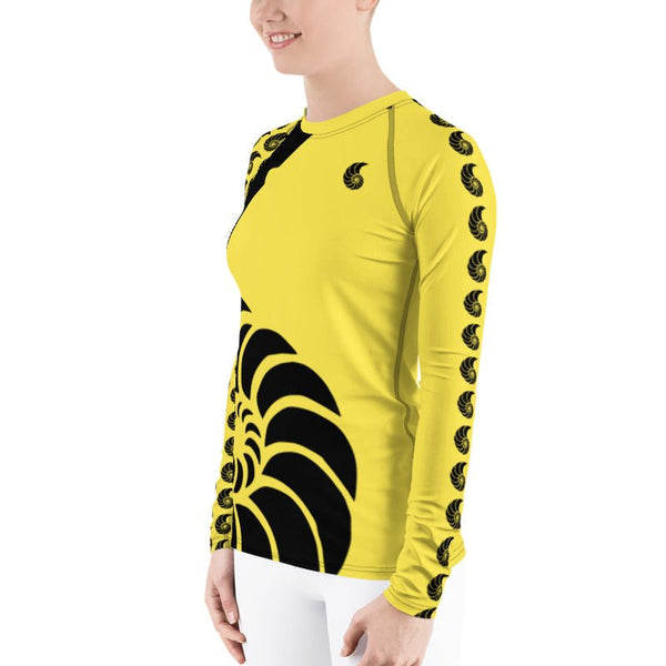 Lycra surf femme UPF50+ manches longues jaune YELLOW — Couleurs Lagon Nouméa
