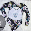 Rashguard Kite Surf Manche Longue Dos Nu FLORAL - Couleurs Lagon - dos nu