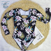 Rashguard Kite Surf Manche Longue Dos Nu FLORAL - Couleurs Lagon - avant