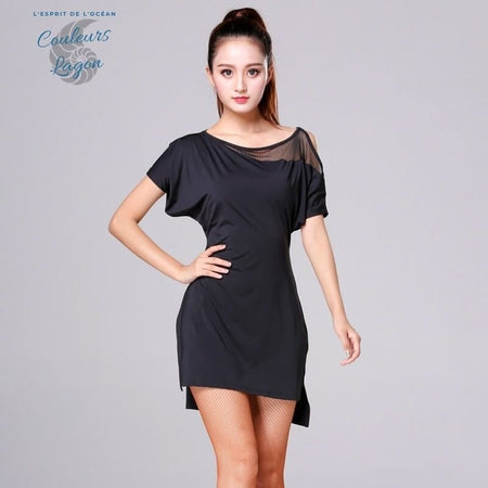 Robe Dance Latine Manches Courtes Jupe Irrégulière - Couleurs Lagon