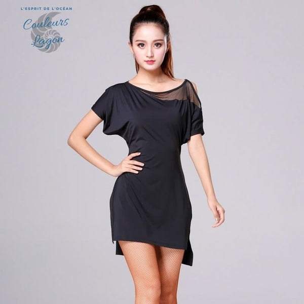 Robe Dance Latine Manches Courtes Jupe Irrégulière - Couleurs Lagon
