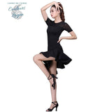 Robe de Danse Latine Manches Courtes Jupe à Volant - Couleurs Lagon