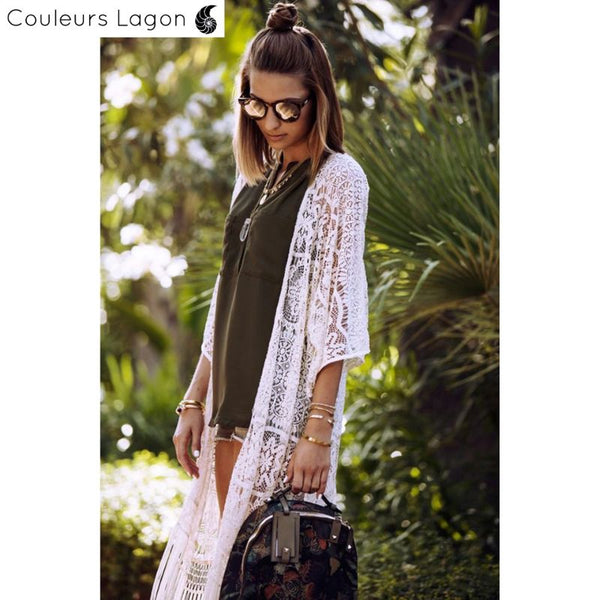Robe de plage Longue Crochet FLORIDA - Couleurs Lagon