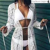 Robe de plage Longue Crochet SAIDA DE PRAIA - Couleurs Lagon