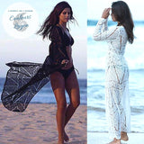 Robe de plage Longue Crochet SAIDA DE PRAIA - Couleurs Lagon