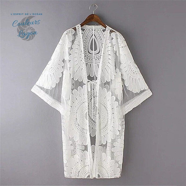Robe Tunique de plage Crochet HELIANTE - Couleurs Lagon