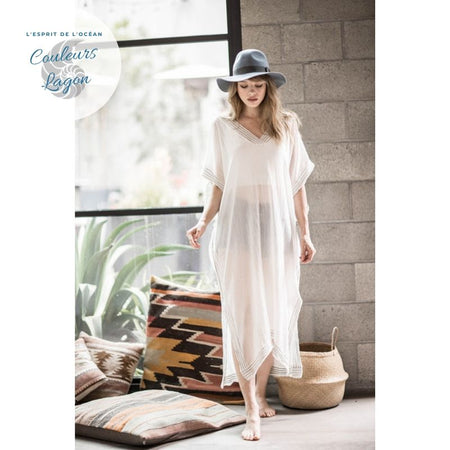 Robe Tunique de plage longue WhiteHaven - Couleurs Lagon