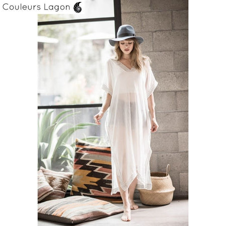 Robe Tunique de plage longue WhiteHaven - Couleurs Lagon