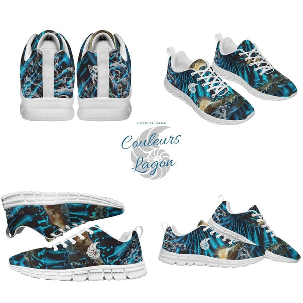 Running hommes BENITIER BLEU à semelle blanche - Couleurs Lagon