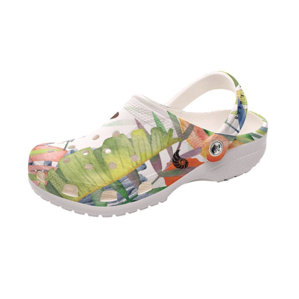 Sabots Femmes Blanc Floral Hibiscus 2 - Couleurs Lagon