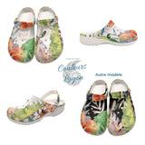 Sabots Femmes Blanc Floral Hibiscus 2 - Couleurs Lagon