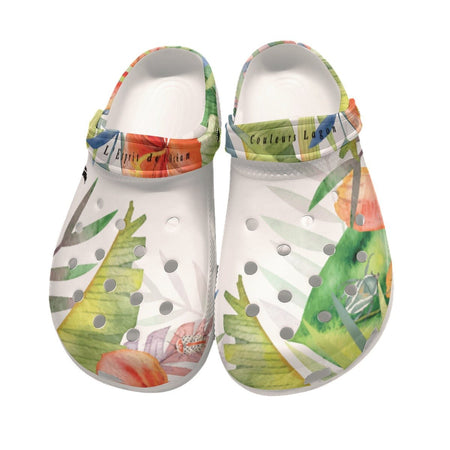 Sabots Femmes Blanc Floral Hibiscus - Couleurs Lagon