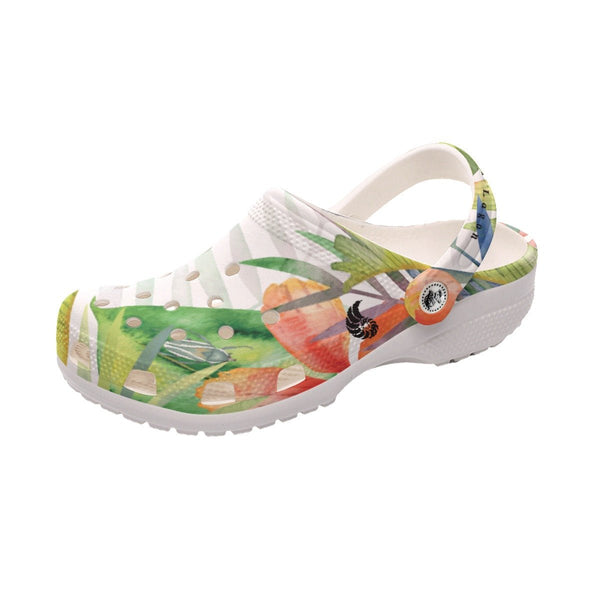 Sabots Femmes Blanc Floral Hibiscus - Couleurs Lagon