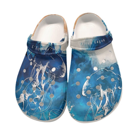 Sabots Femmes Marbre Marine Méduses - Couleurs Lagon