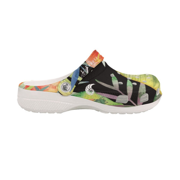 Sabots Femmes Noir Floral Hibiscus - Couleurs Lagon